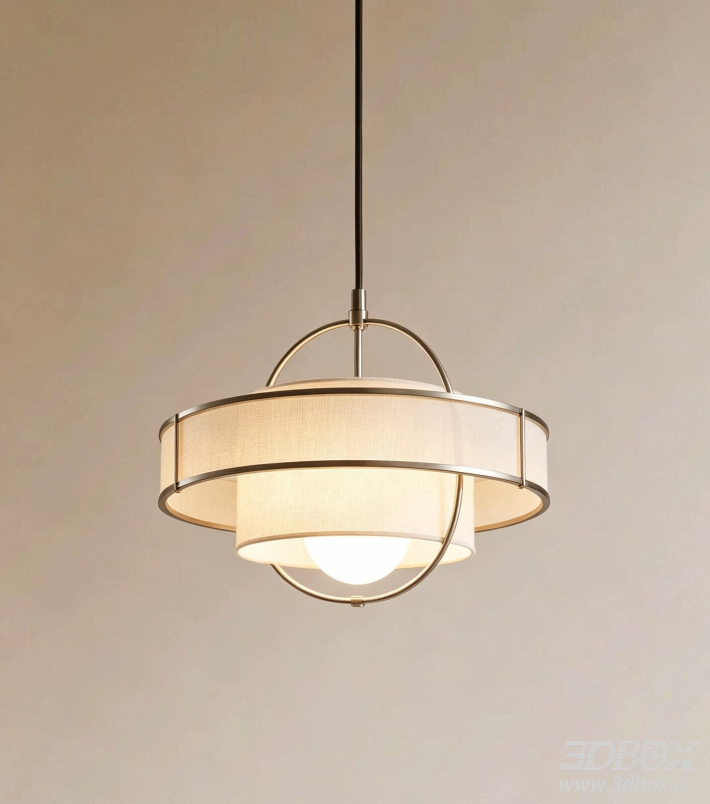 Modern Fabric Shade Ceiling Pendant Lamp 3D model - thumbnail 1