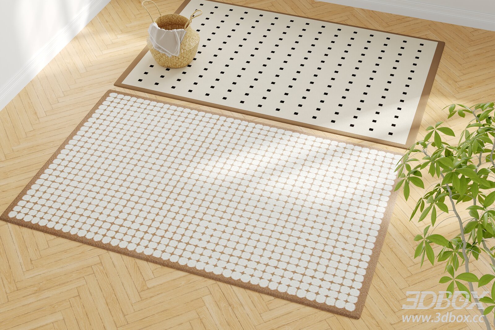 Mid-century Geometric Pattern Carpets Set 3D model - thumbnail 1