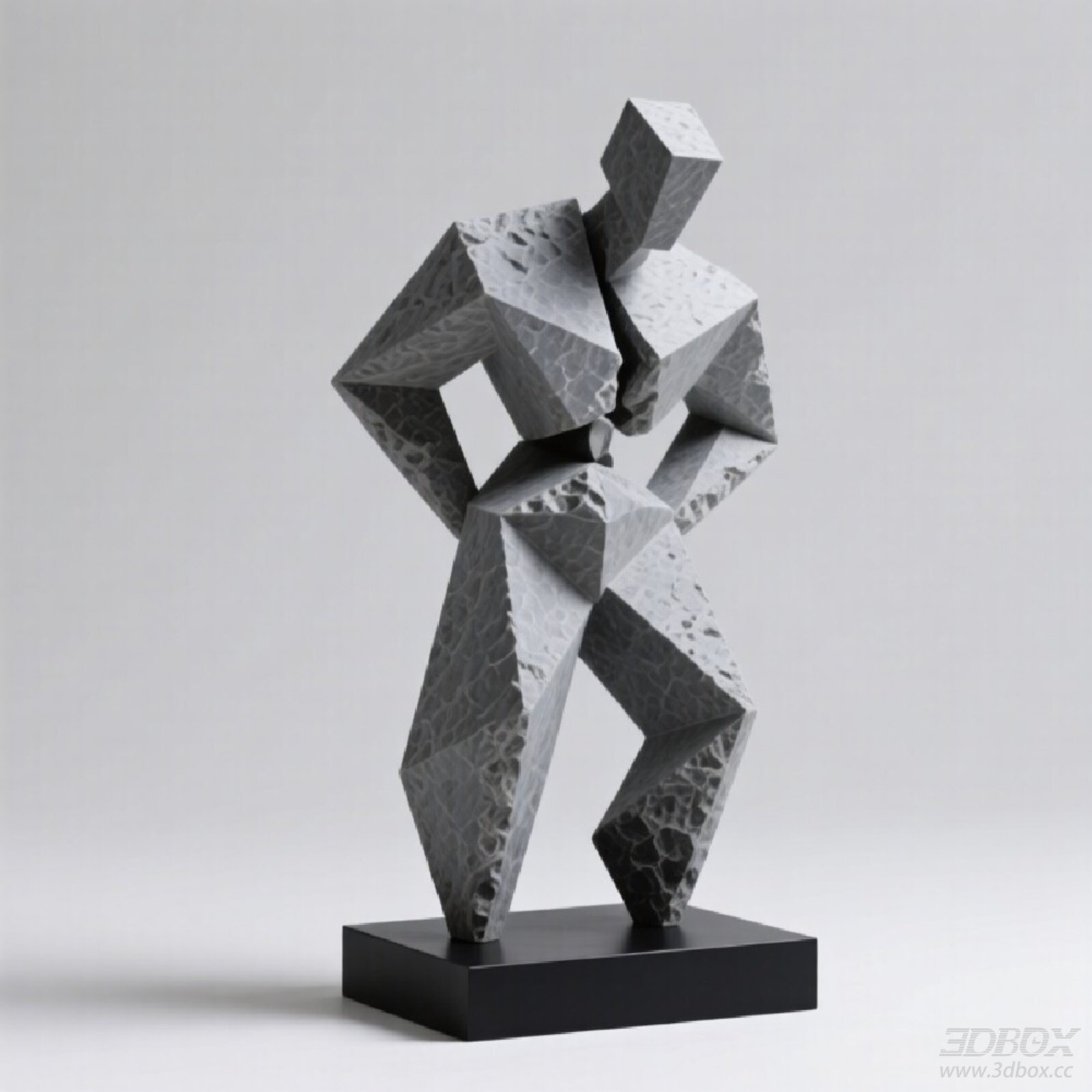 Abstract Geometric Human Stone Sculpture Decor 3D model - front view