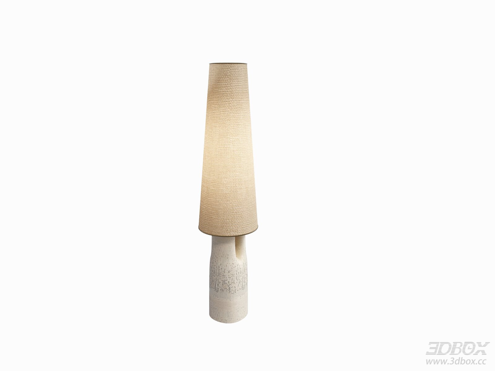 Modern Luxury Woven Shade Floor Lamp Concrete Base 3D model - front view