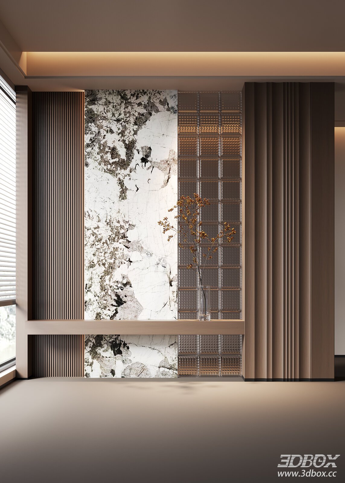 Modern Art Hallway Entrance Scene 3D model - front view