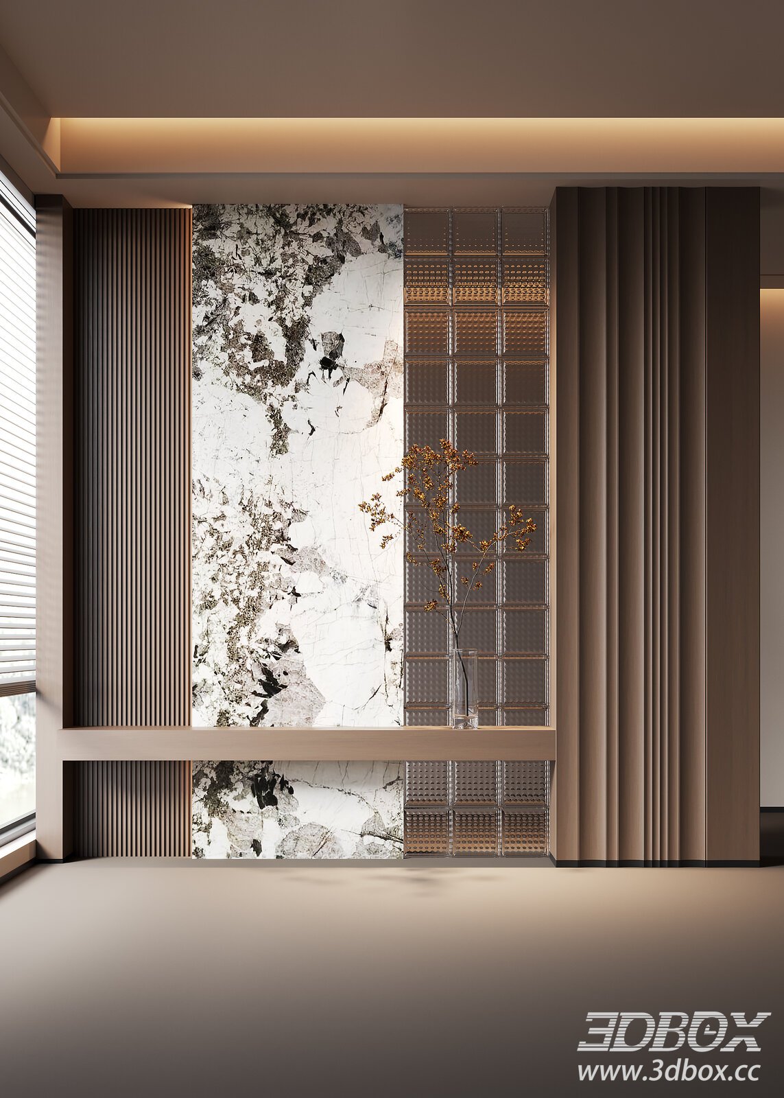 Modern Art Hallway Entrance Scene 3D model - thumbnail 1