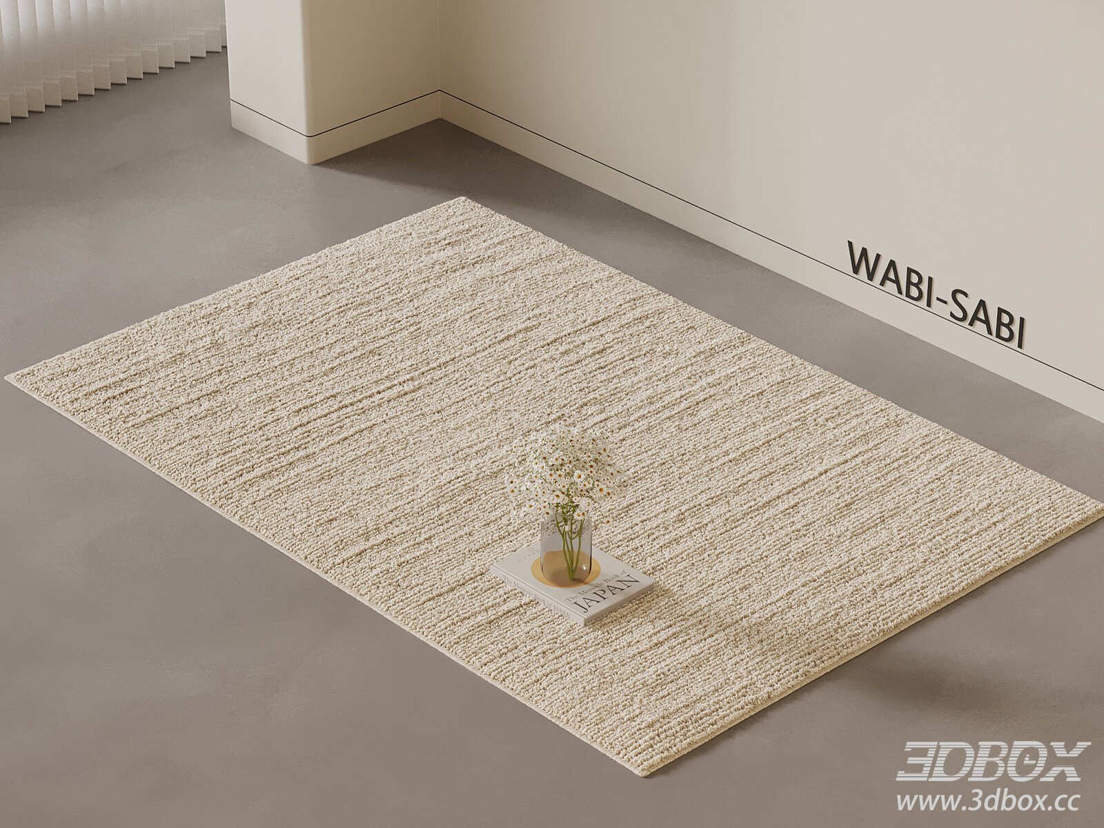 Wabi Sabi Beige Plush Textured Carpet 3D model - thumbnail 1