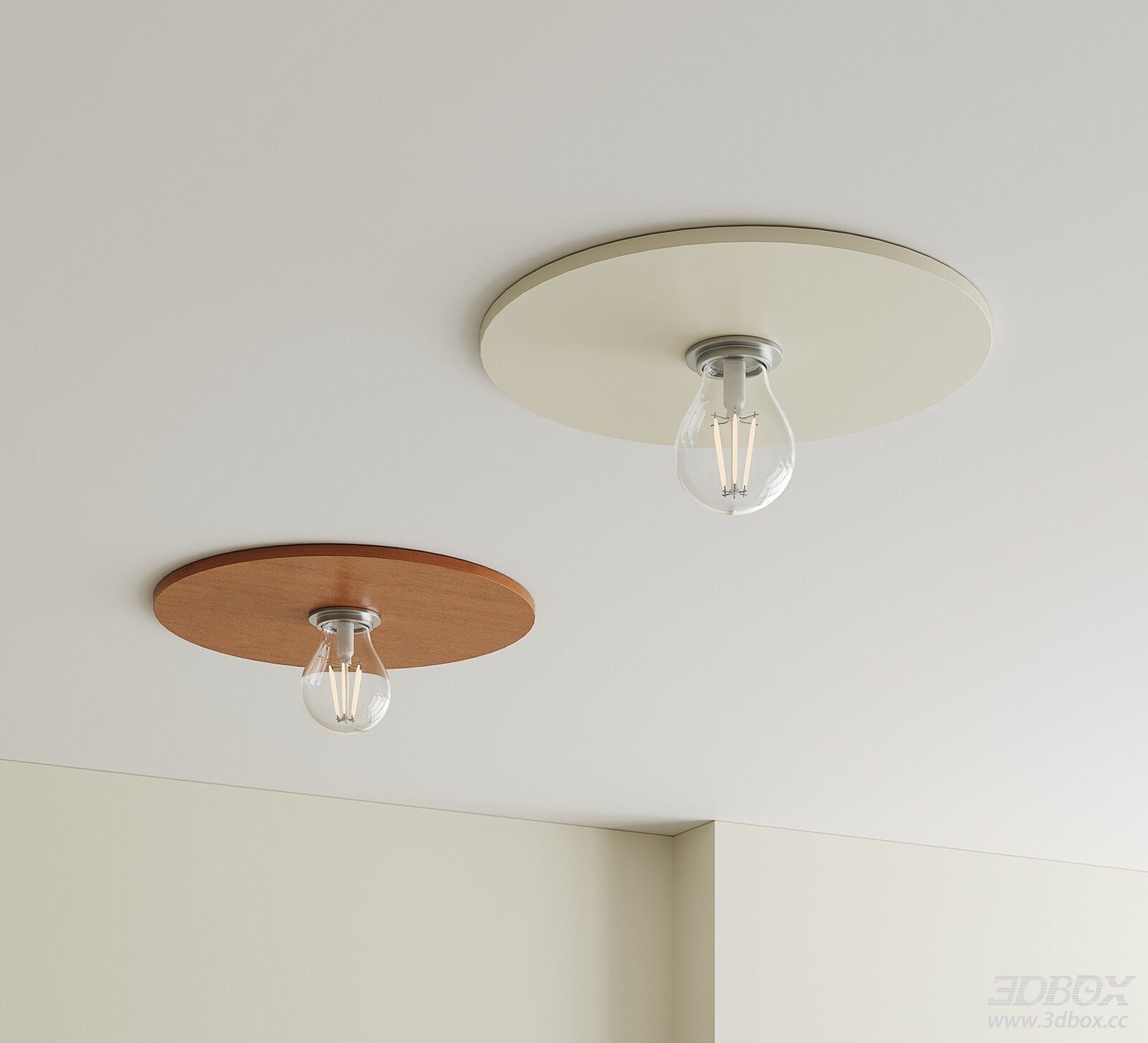 Nordic Vintage Ceiling Lamp Set 3D model - front view