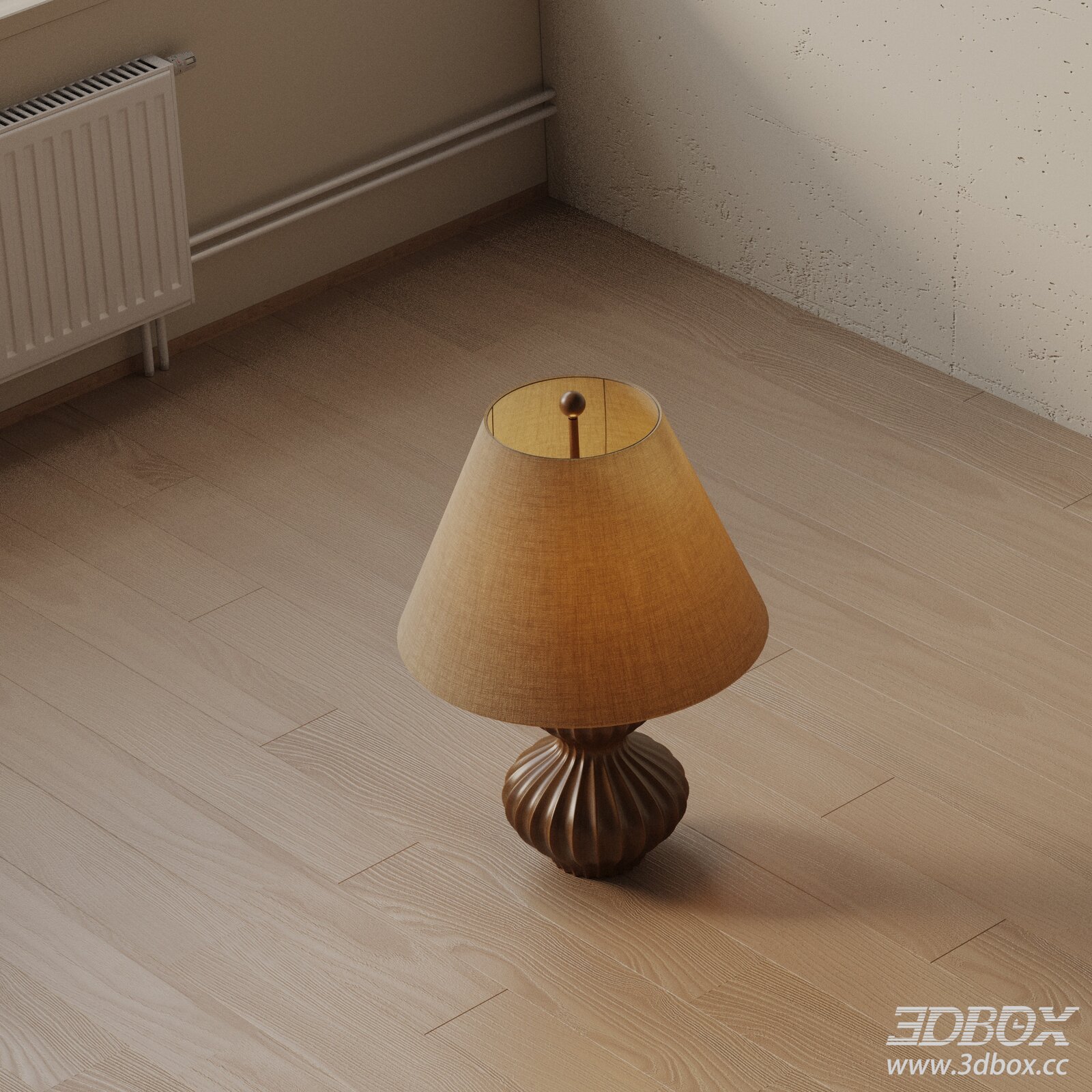 Modern Wooden Table Lamp with Fabric Shade 3D model - thumbnail 1