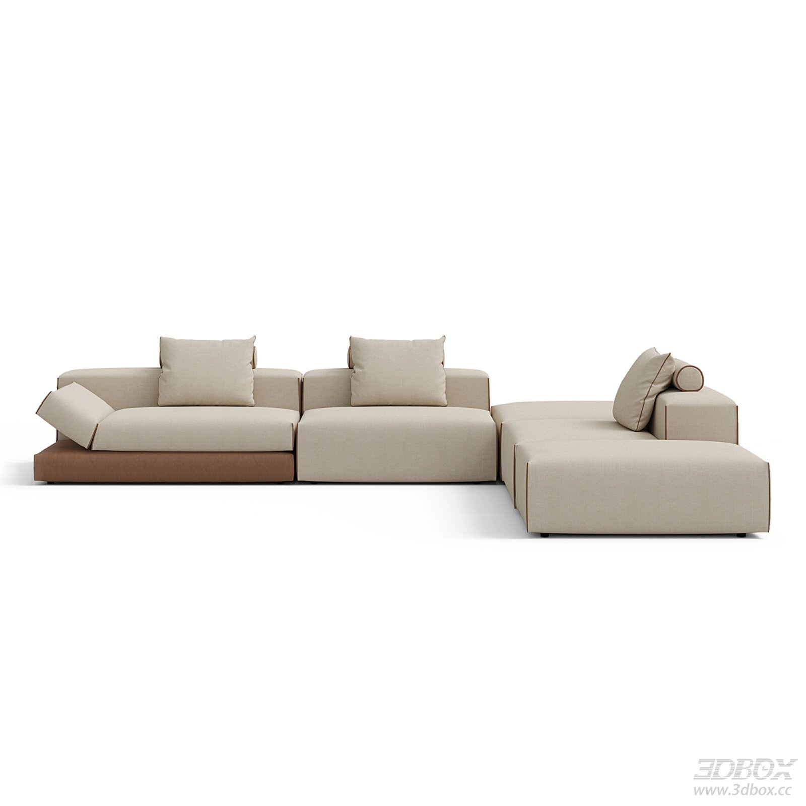 Modern Minimalist Modular L Shape Sectional Sofa 3D model - front view