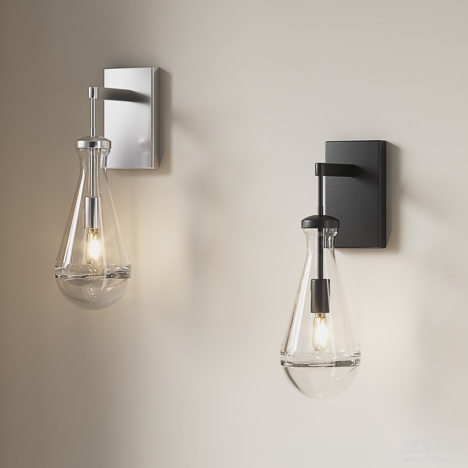 Modern Minimalist Glass Wall Lamp 3D model - front view