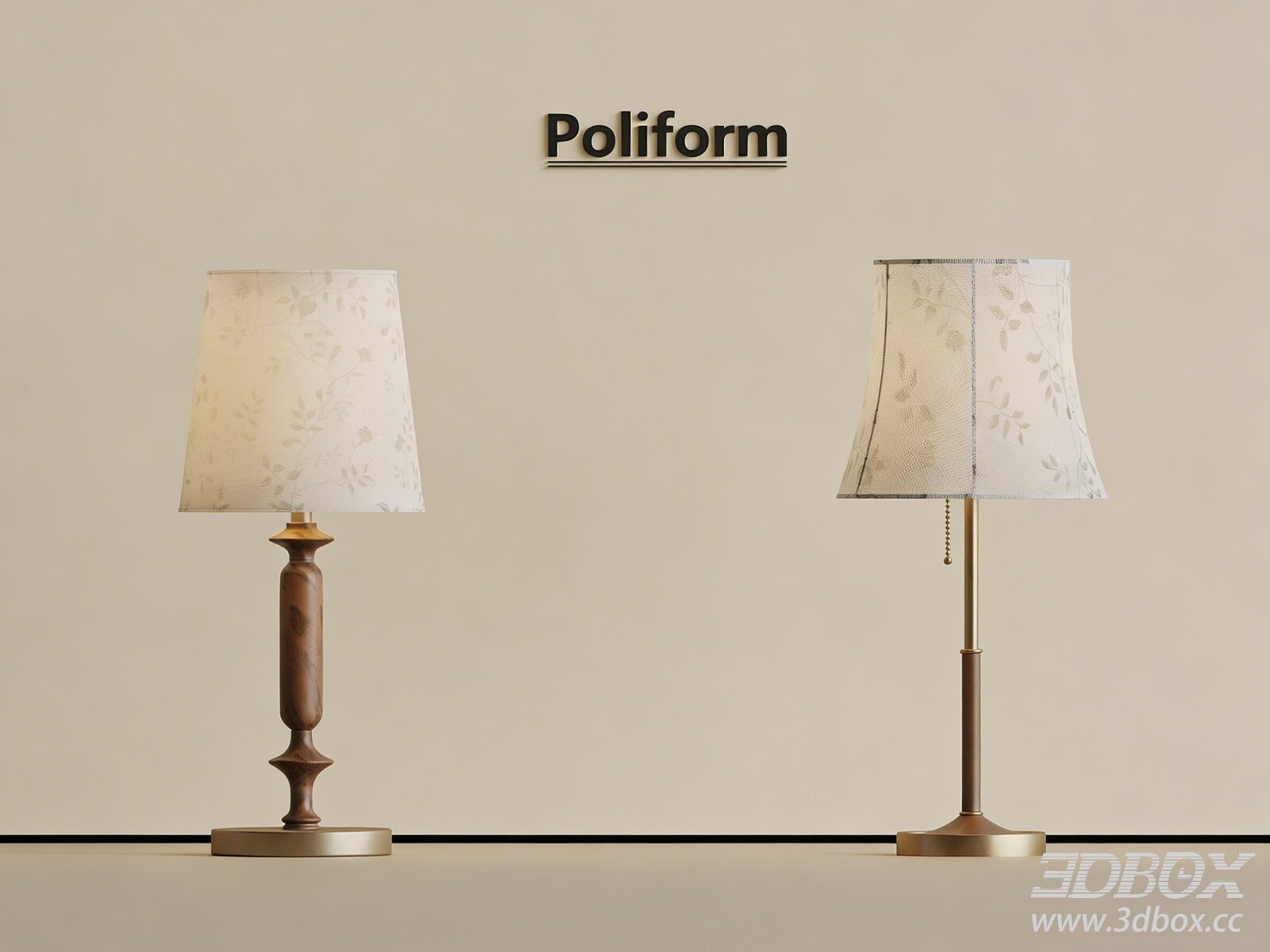 Vintage French Style Table Lamps Set 3D model - thumbnail 1