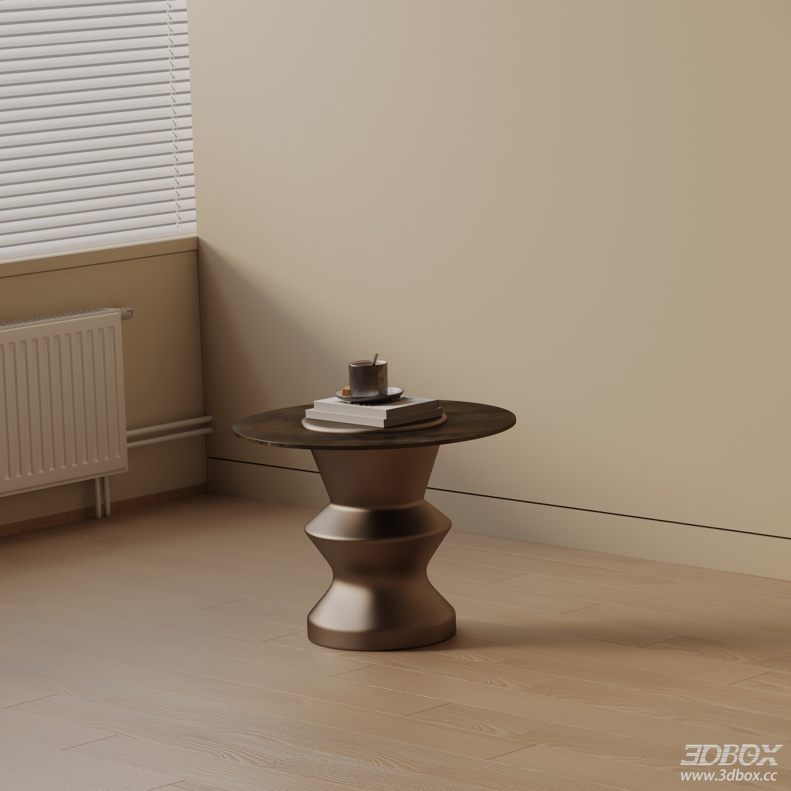 Modern Round Bronze Side Table 3D model - front view
