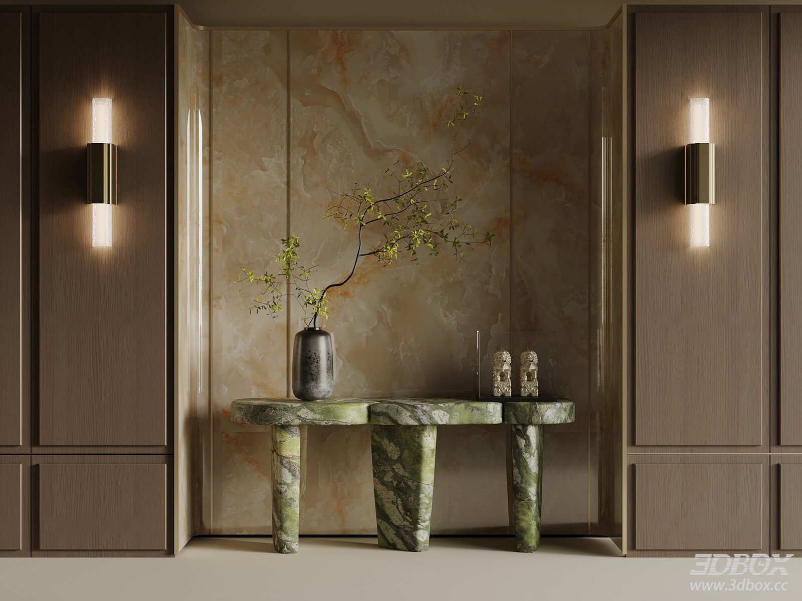 Modern Luxury Marble Console Table Entryway Scene 3D model - front view