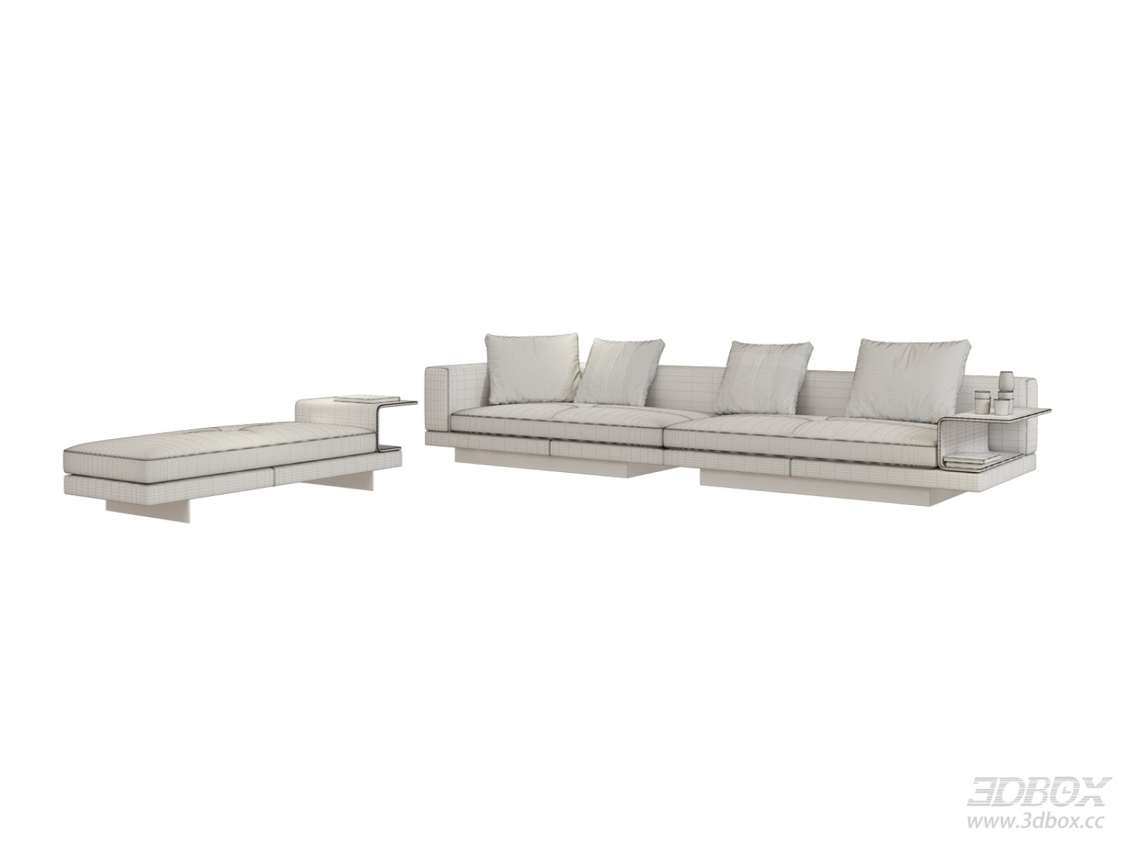 Minotti Connery Modular Sectional Sofa Set 3D model - front view