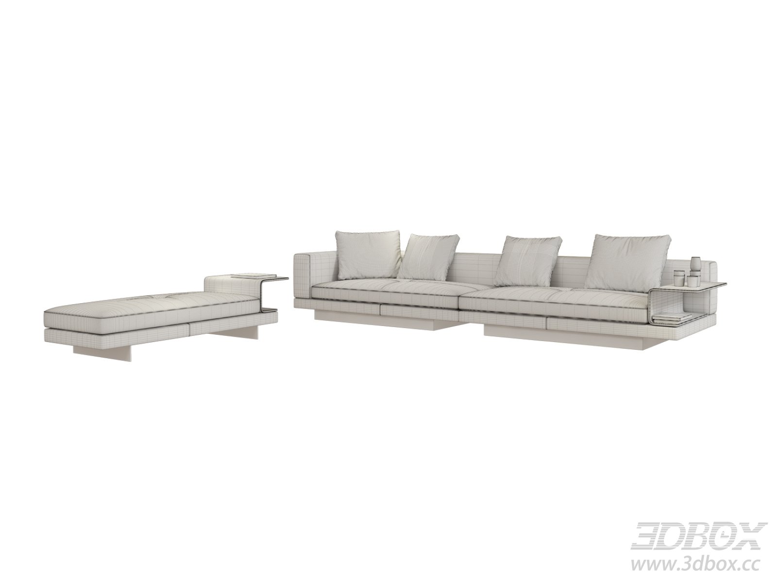 Minotti Connery Modular Sectional Sofa Set 3D model - thumbnail 1