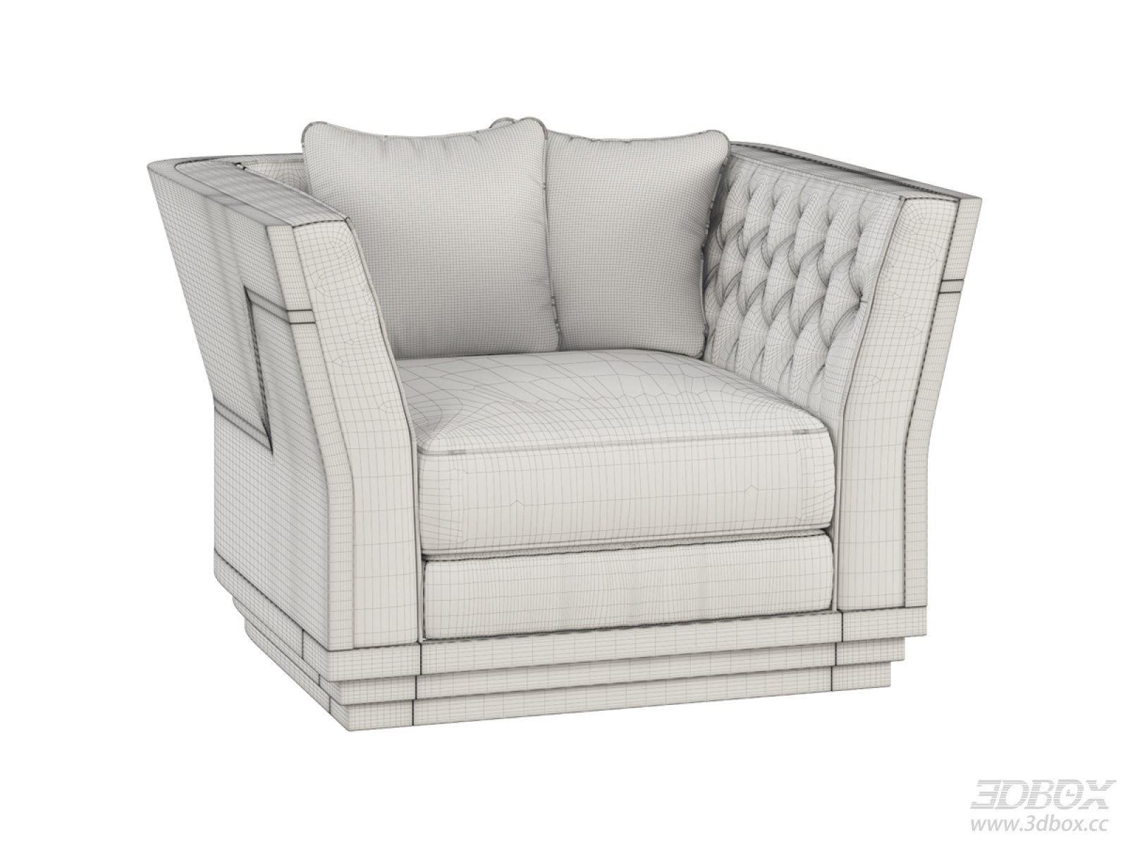 Visionnaire Tufted Single Sofa Armchair 3D model - front view