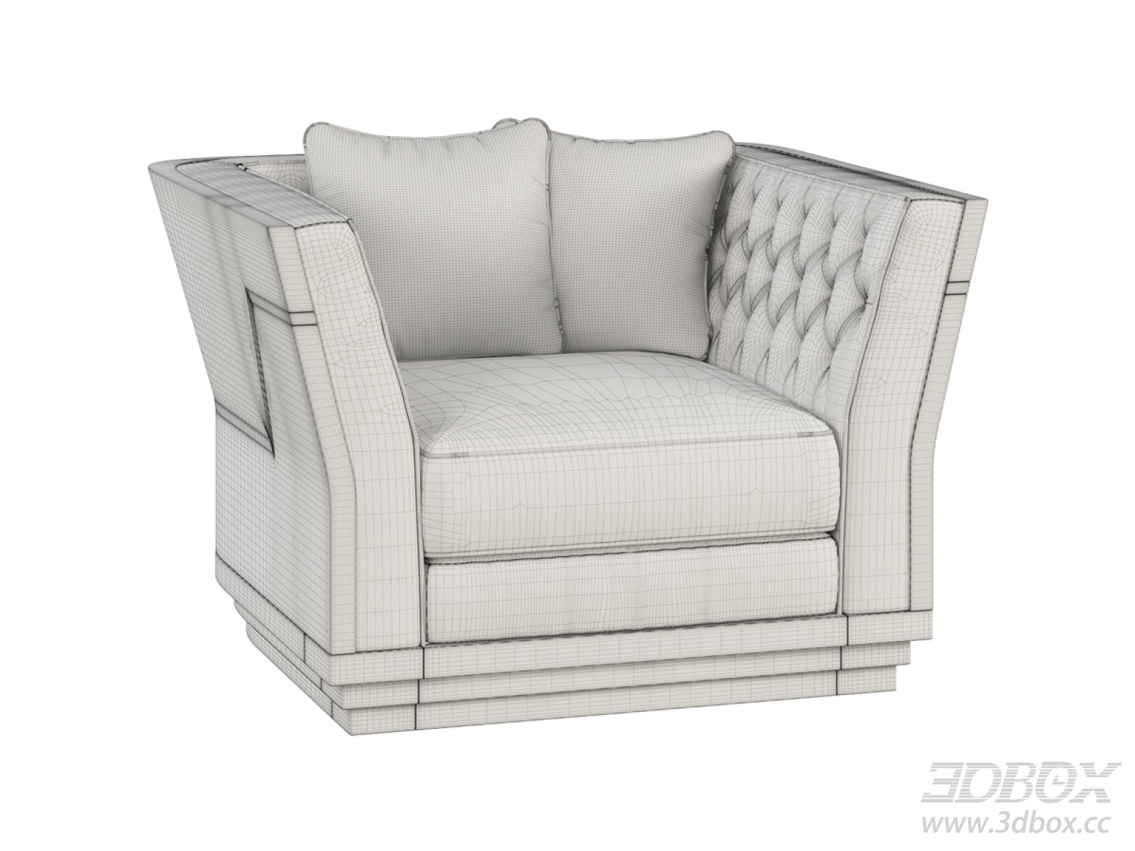 Visionnaire Tufted Single Sofa Armchair 3D model - thumbnail 1