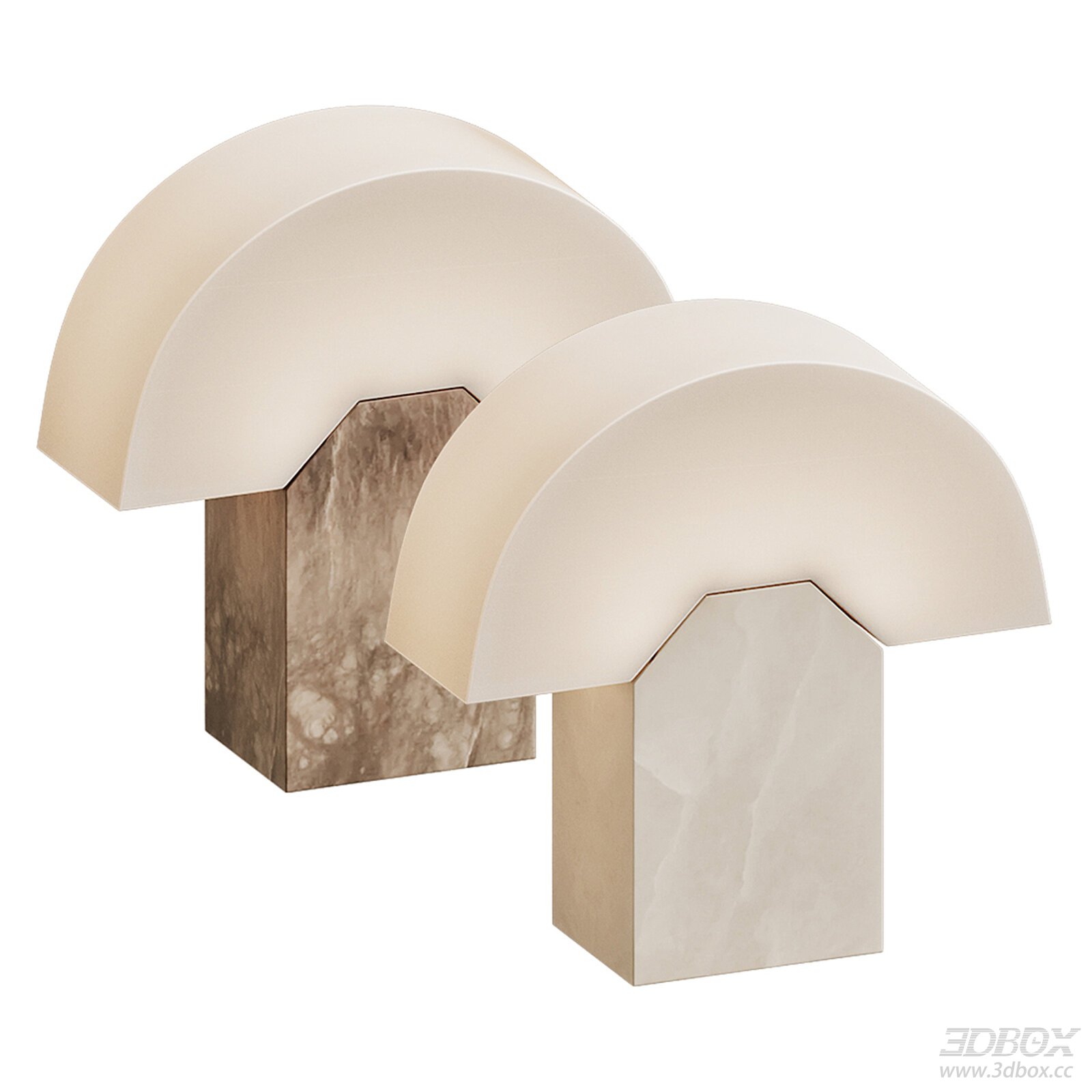 Modern Marble Alabaster Table Lamp Set 3D model - front view