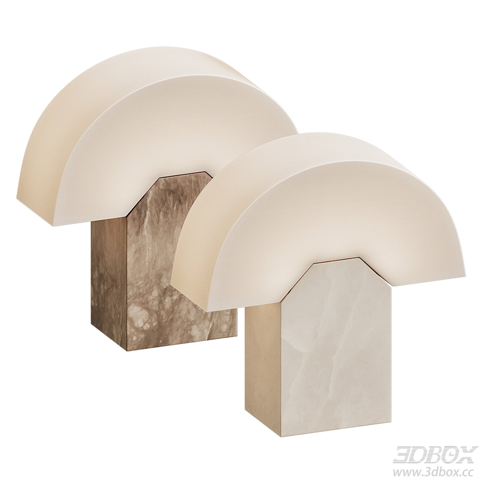 Modern Marble Alabaster Table Lamp Set 3D model - thumbnail 1
