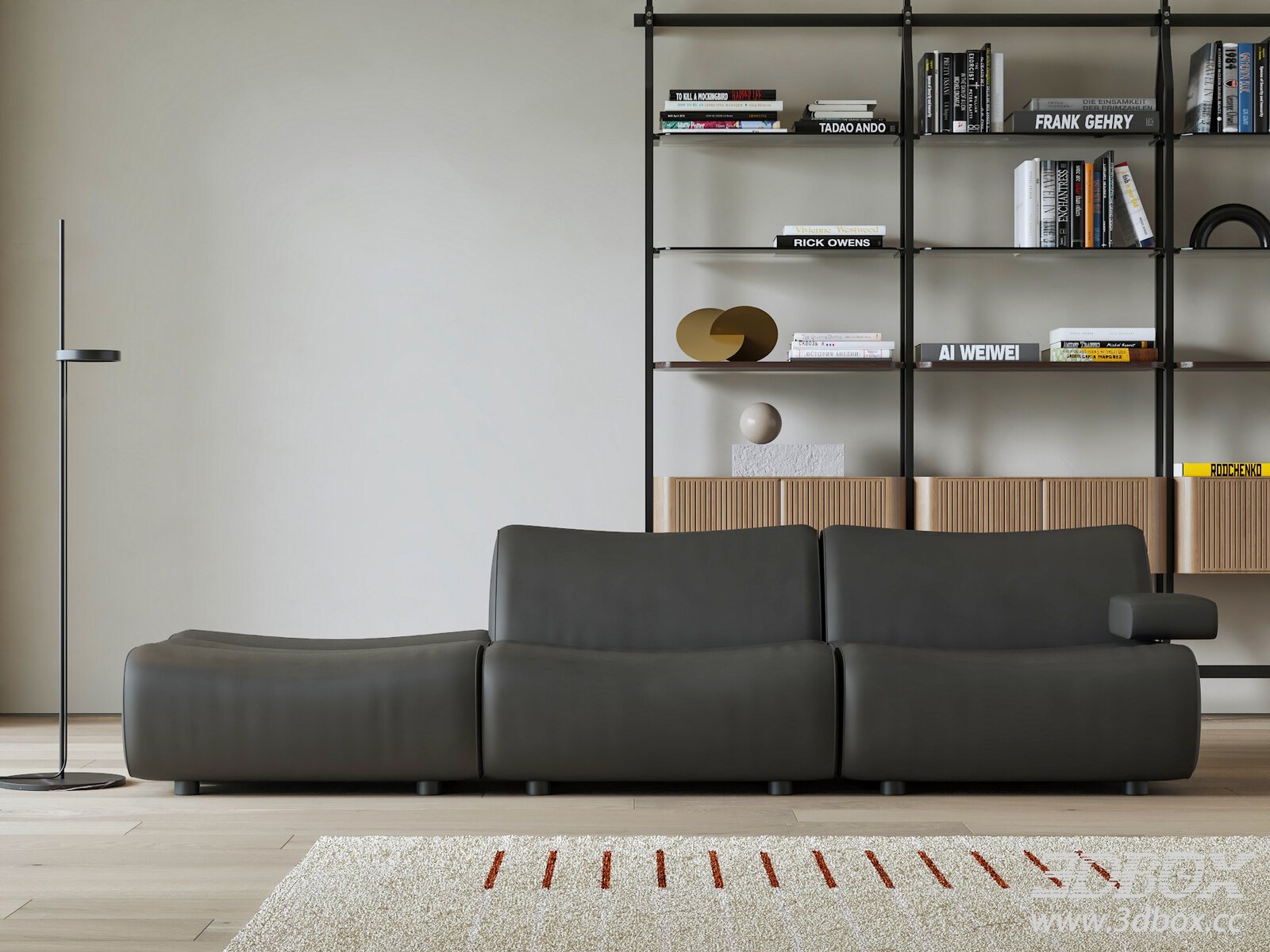 Modern Poliform Modular Leather Sofa Set 3D model - thumbnail 1
