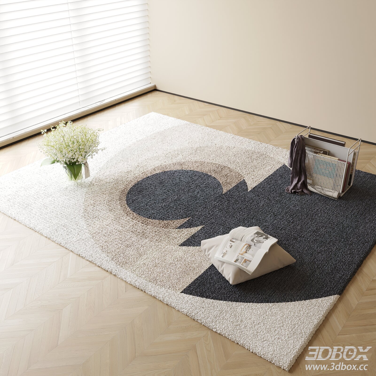 Modern Abstract Geometric Plush Carpet 3D model - thumbnail 1