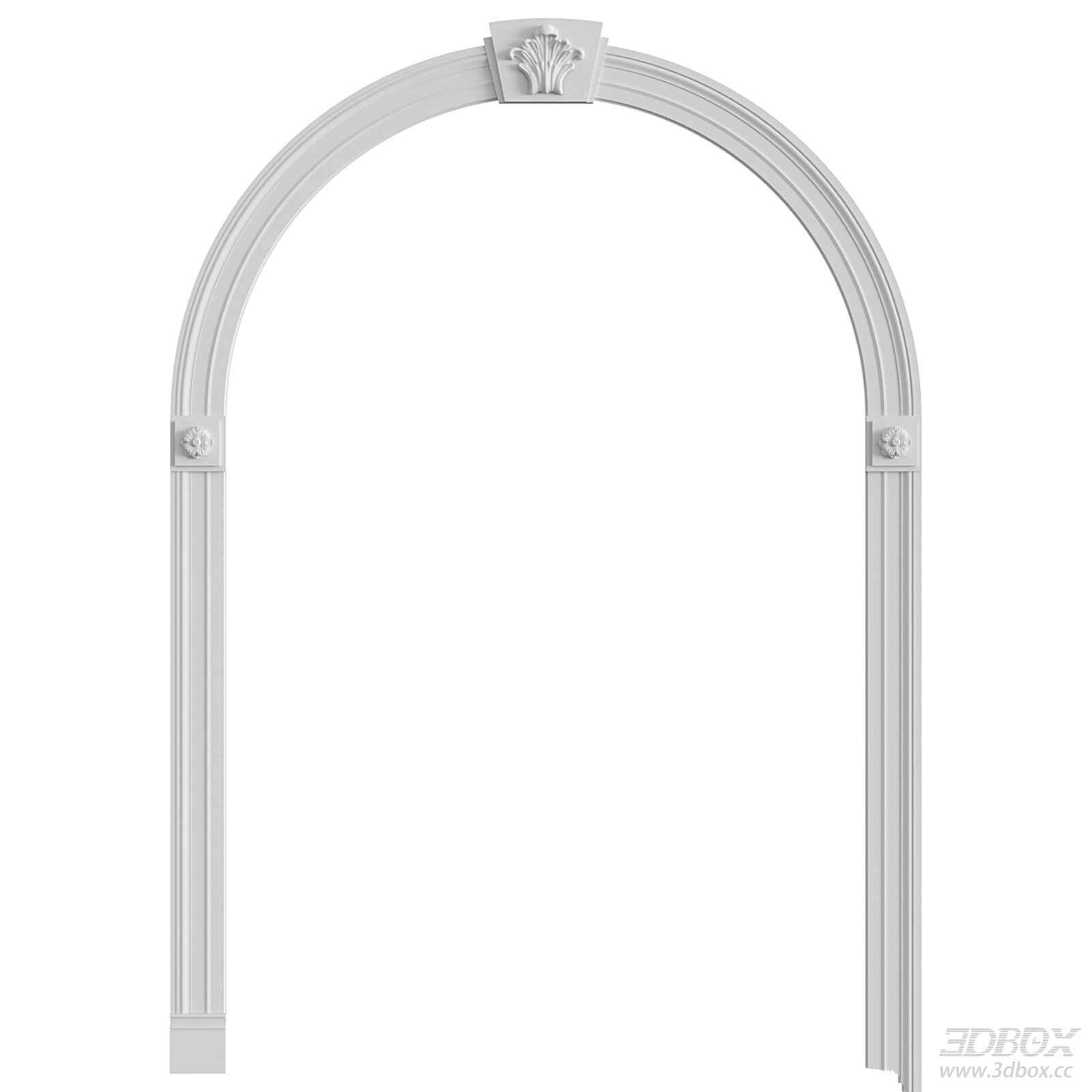 Classic Plaster Arch Doorway with Decorative Ornaments 3D model - front view