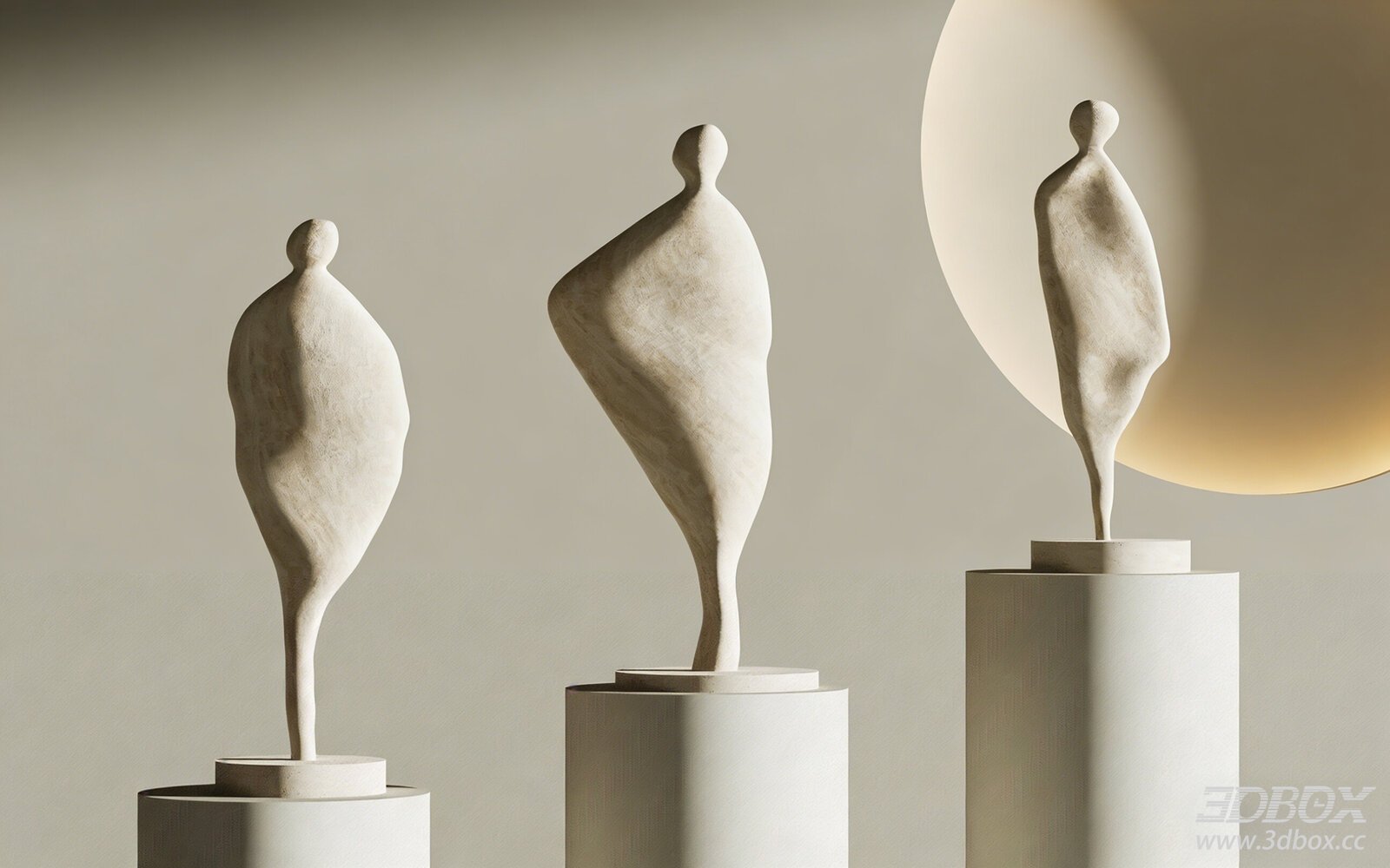 Abstract Plaster Wabi Sabi Sculpture Set 3D model - front view