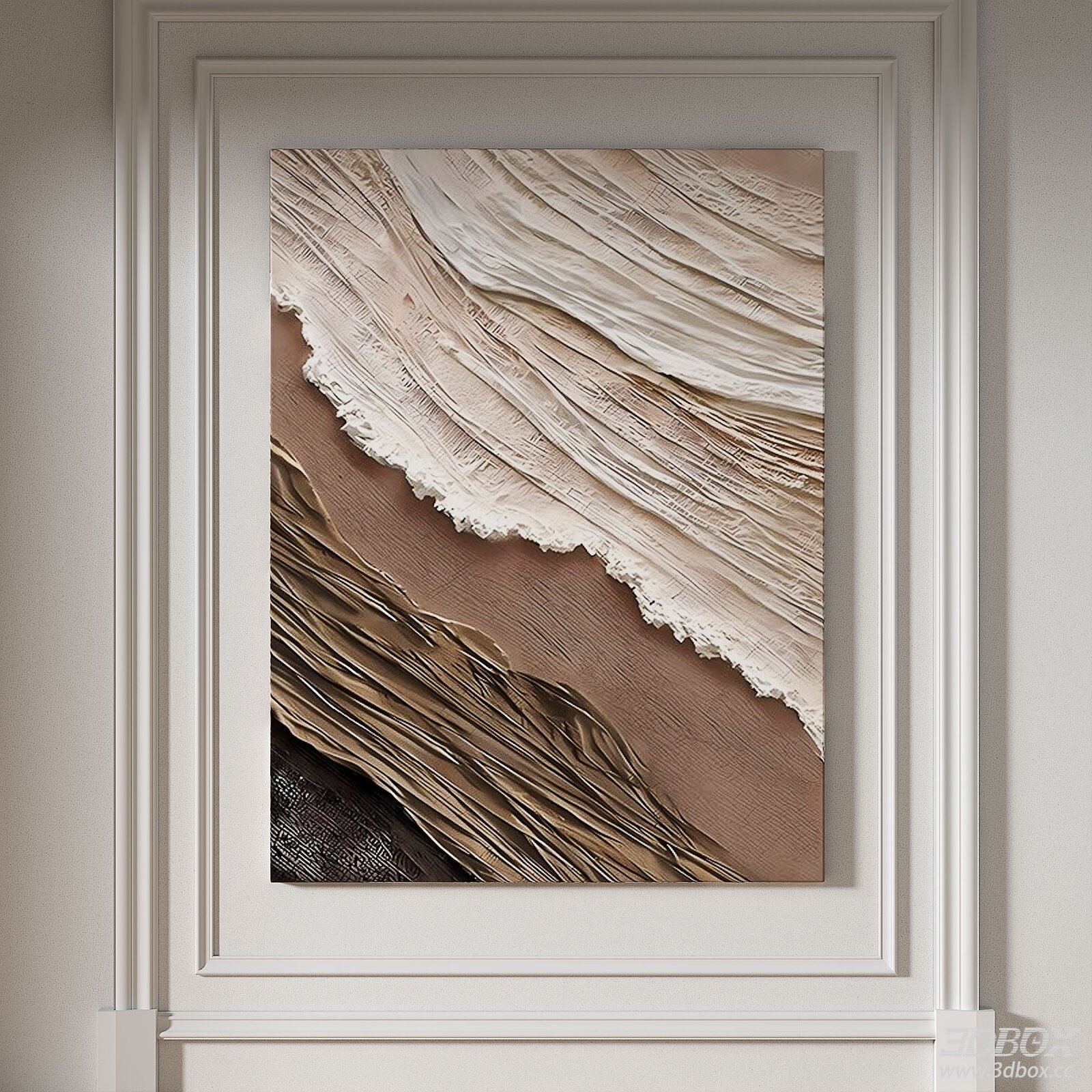 Modern Minimalist Textured Abstract Wall Painting 3D model - front view