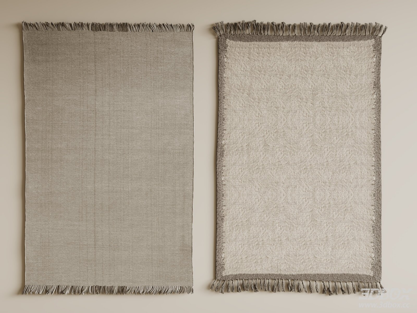 Wabi Sabi Tassel Square Carpet Set Neutral Tone 3D model - front view