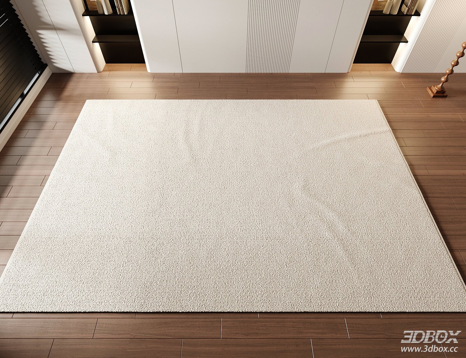 Modern Plain Beige Office Living Room Carpet 3D model - front view