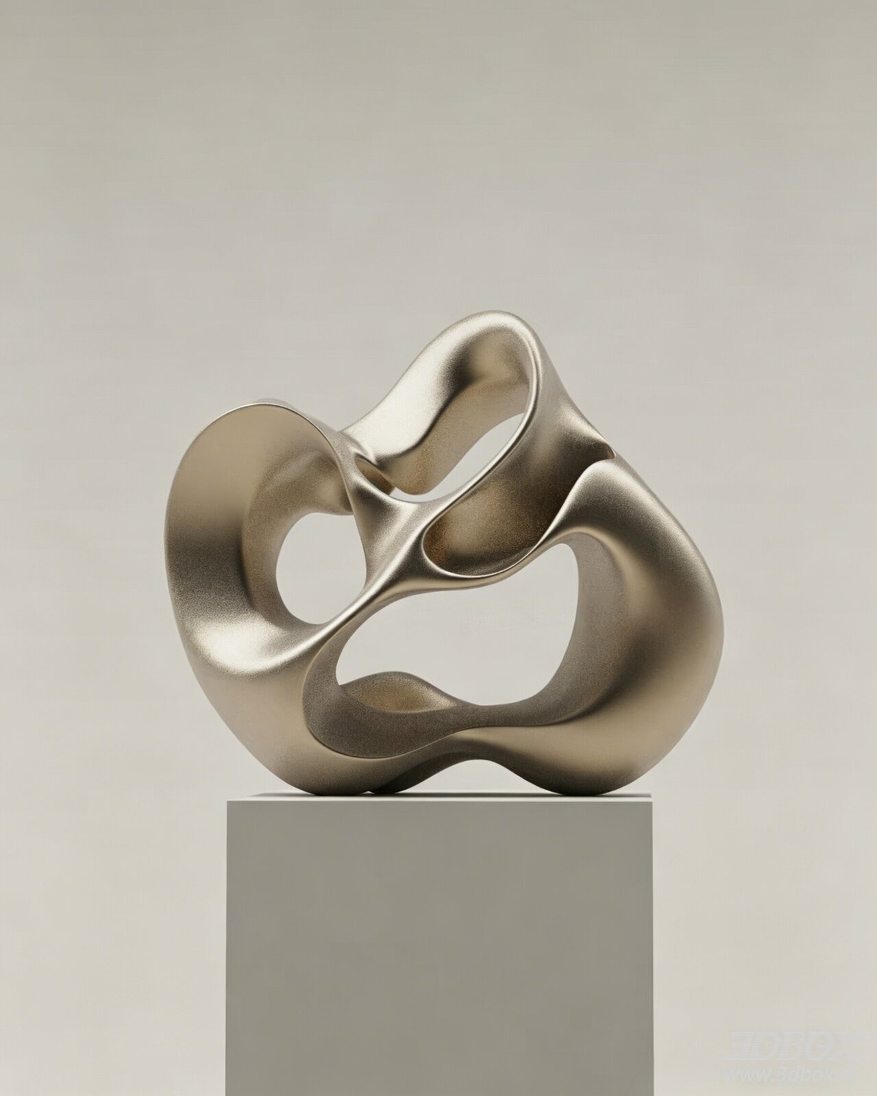 Minimalist Abstract Metallic Art Sculpture Decor 3D model - front view